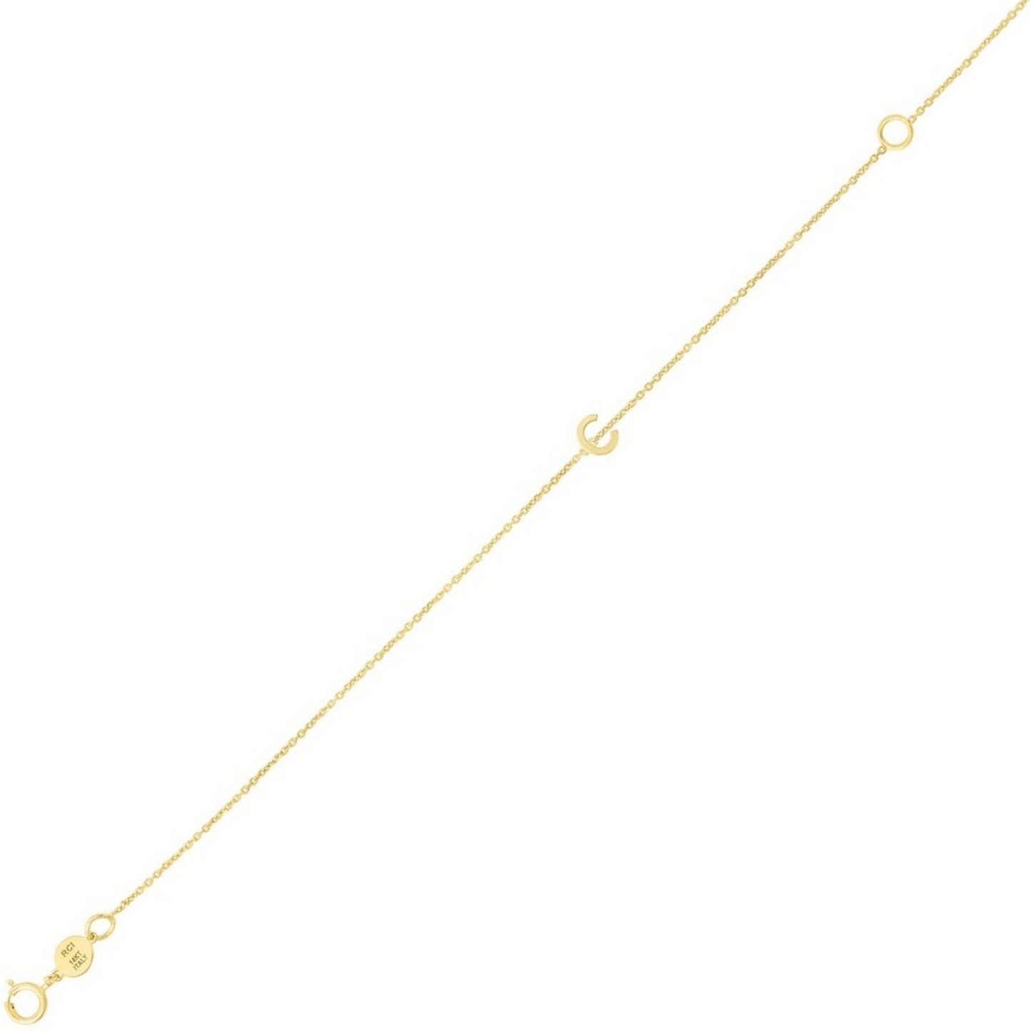14K Yellow Gold Mini Initial C Bracelet