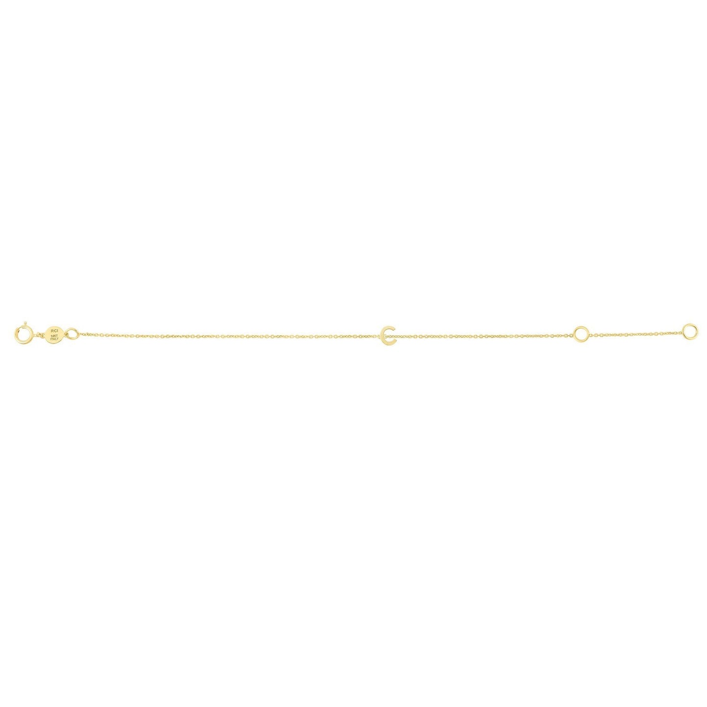 14K Yellow Gold Mini Initial C Bracelet
