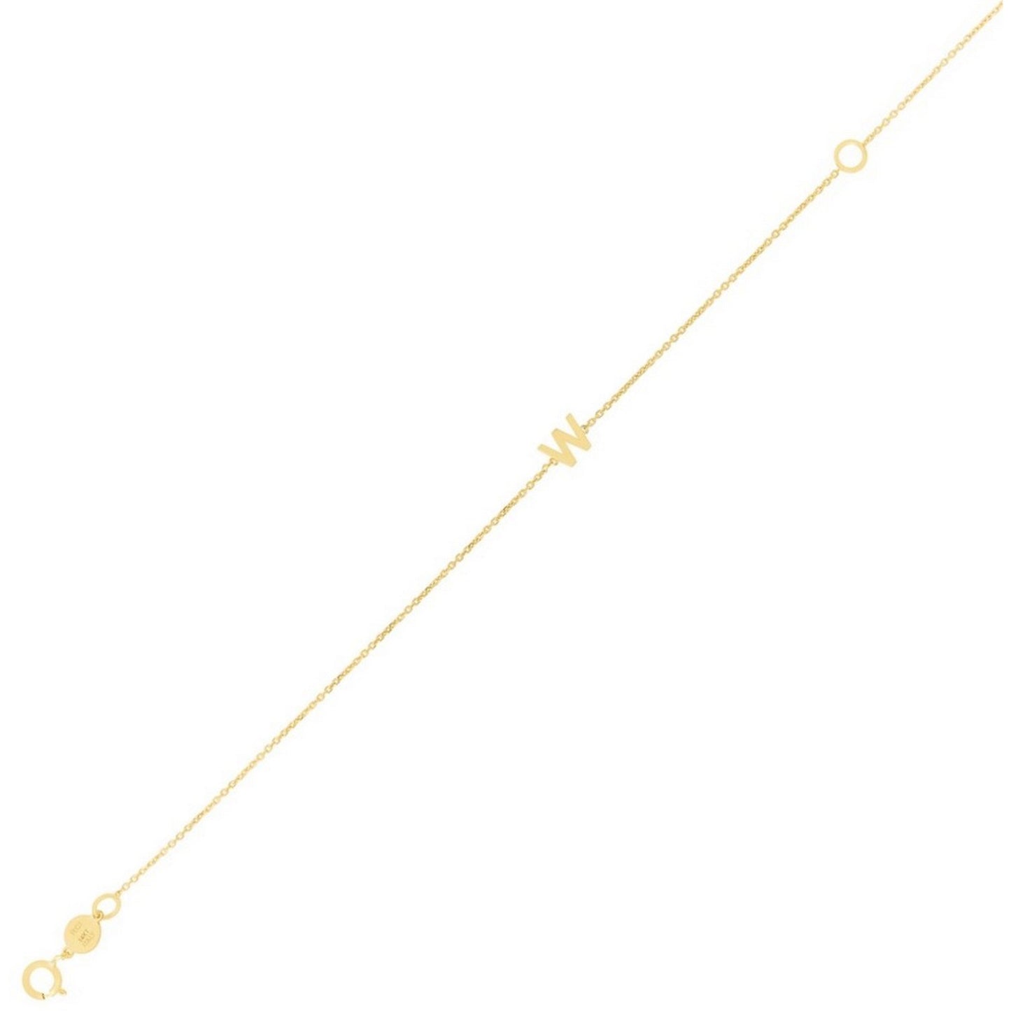 14K Yellow Gold Mini Initial W Bracelet