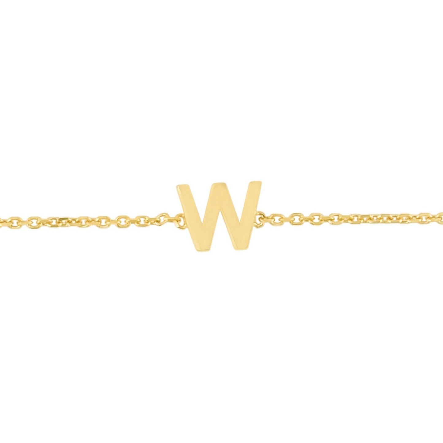 14K Yellow Gold Mini Initial W Bracelet
