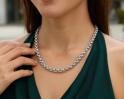 Sterling Silver Rolo Link Necklace