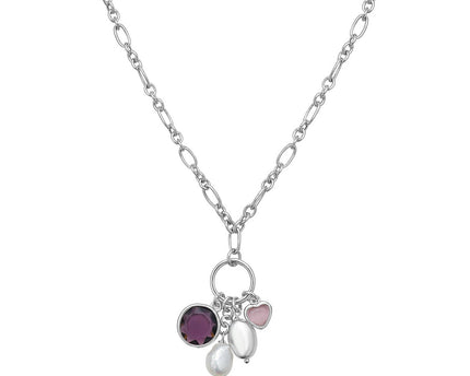 Sterling Silver Rhodium Plated Cubic Zirconia Charm Necklace