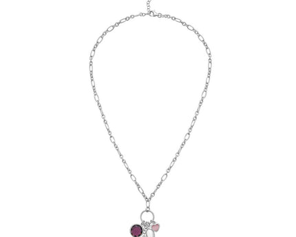 Sterling Silver Rhodium Plated Cubic Zirconia Charm Necklace