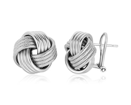 Sterling Silver Groove Textured Love Knot Earrings(14mm)