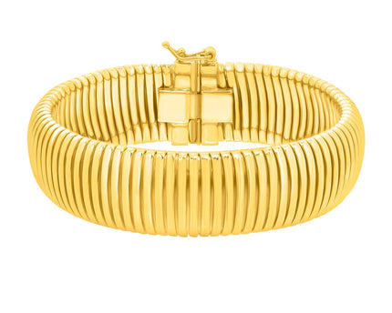 Sterling Silver Yellow Gold Plated Thick Tubogas Bracelet (16.00 mm)