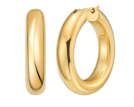 Sterling Silver Yellow Gold Plated Round Hoop Earrings