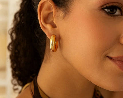 Sterling Silver Yellow Gold Plated Round Hoop Earrings
