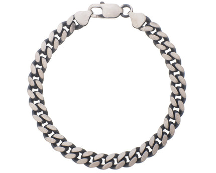 Sterling Silver Gunmetal Finish Miami Cuban Link Bracelet (7.00 mm)