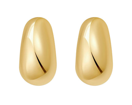 Sterling Silver Yellow Gold Plated Twisted Puff C Hoop Earrings