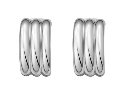 Sterling Silver Triple Row C Hoop Earrings