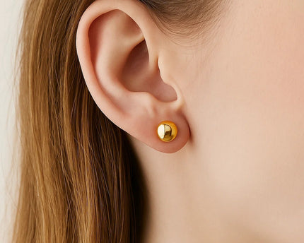 14k Yellow Gold Spherical Stud Earrings (8mm)