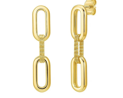 14K Yellow Gold Mini Diamante Paperclip Earrings