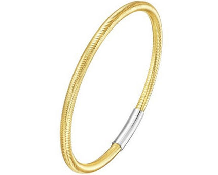 Sterling Silver Gold Plated Basketweave Stretch Bangle