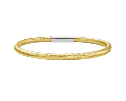 Sterling Silver Gold Plated Basketweave Stretch Bangle