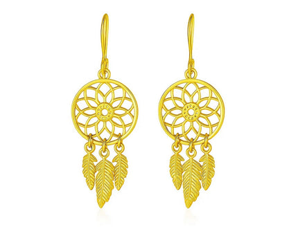 Dream Catcher Earrings in 14k Yellow Gold