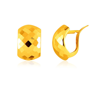 14k Yellow Gold Geometric Texture Earrings