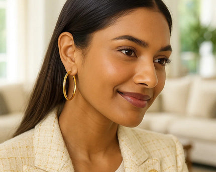 Medium Wedding Hoop Earrings in 14K Yellow Gold