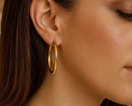 Medium Wedding Hoop Earrings in 14K Yellow Gold