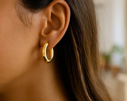 Medium Round Electroform Hoop Earrings in 14K Yellow Gold