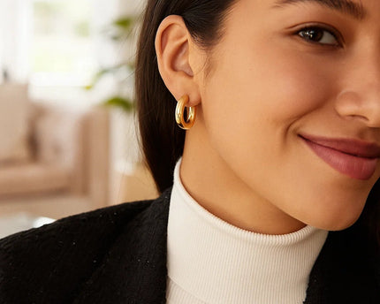 Medium Round Electroform Hoop Earrings in 14K Yellow Gold