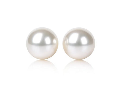 14k Yellow Gold Freshwater Cultured White Pearl Stud Earrings (7mm)