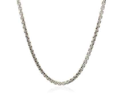 Sterling Silver Rhodium Plated Round Box Chain (1.30 mm)