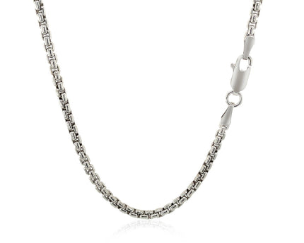Sterling Silver Rhodium Plated Round Box Chain (1.30 mm)