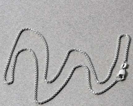 Sterling Silver Rhodium Plated Round Box Chain (1.30 mm)