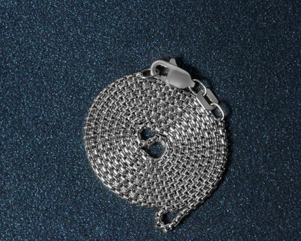 Sterling Silver Rhodium Plated Round Box Chain (1.30 mm)