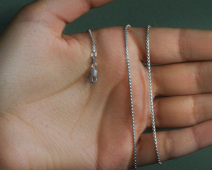 Sterling Silver Rhodium Plated Round Box Chain (1.30 mm)