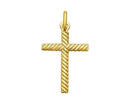 14K Yellow Gold Cable Cross Pendant