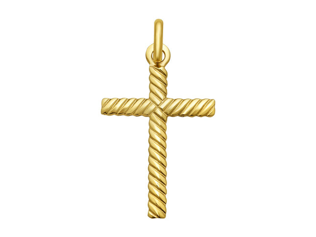 14K Yellow Gold Cable Cross Pendant