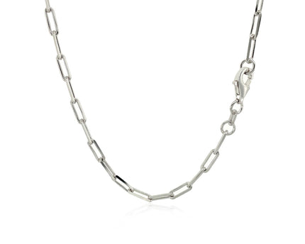 Sterling Silver Rhodium Plated Paperclip Chain (2.50 mm)