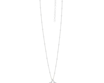 Sterling Silver Rhodium Plated and Mother of Pearl Heart Pendant Necklace