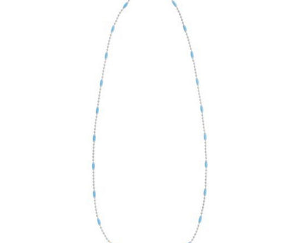Sterling Silver Rhodium Plated Blue Enamel Beaded Necklace