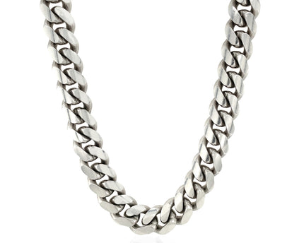 Sterling Silver Rhodium Plated Miami Cuban Chain (9.80 mm)
