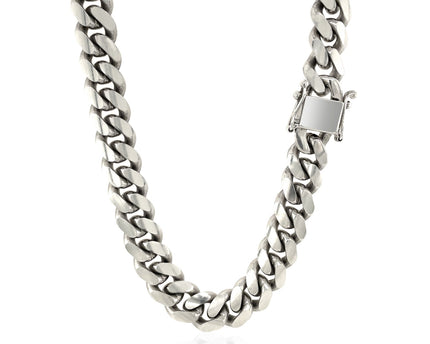 Sterling Silver Rhodium Plated Miami Cuban Chain (9.80 mm)