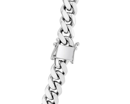 Sterling Silver Rhodium Plated Miami Cuban Chain (9.80 mm)
