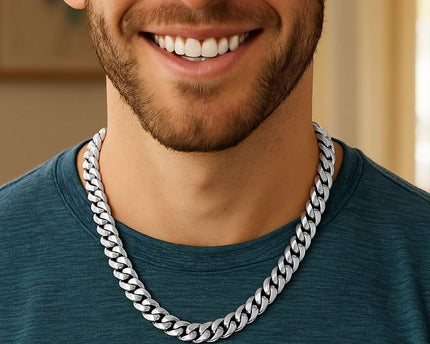 Sterling Silver Rhodium Plated Miami Cuban Chain (9.80 mm)