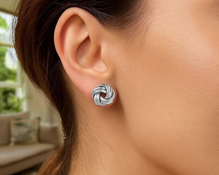 Sterling Silver Polished Two Strand Love Knot Earrings(13mm)