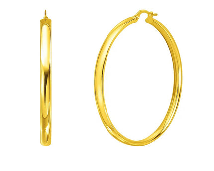 Large Wedding Hoop Earrings in 14K Yellow Gold