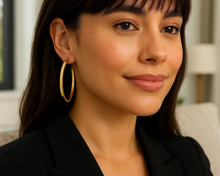Large Wedding Hoop Earrings in 14K Yellow Gold
