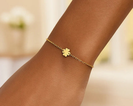 14K Yellow Gold Clover Bracelet