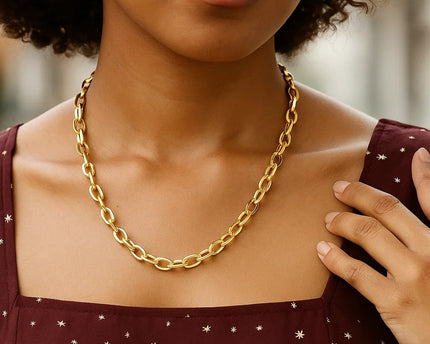 14k Yellow Gold Cable Chain Style Polished Necklace