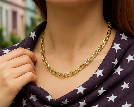 14k Yellow Gold Cable Chain Style Polished Necklace