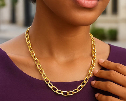 14k Yellow Gold Cable Chain Style Polished Necklace