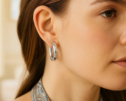 Sterling Silver Round Hoop Earrings
