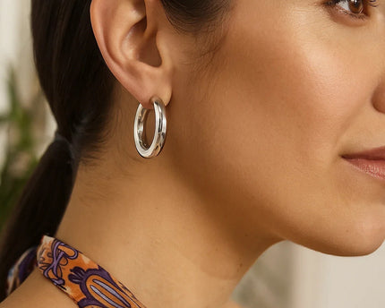 Sterling Silver Round Hoop Earrings