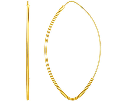 14k Yellow Gold Polished Long Marquise Motif Earrings