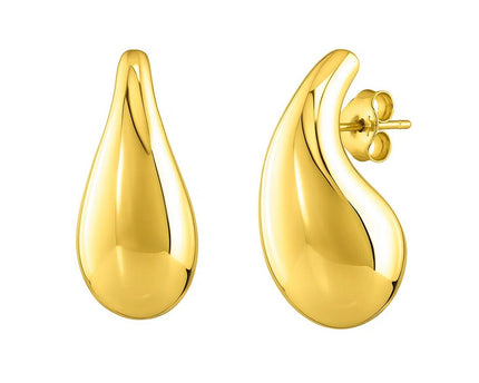 Large Raindrop Stud Earrings in 14K Yellow Gold